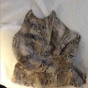 Sexy sleeveless animal print blouse w/wire neck